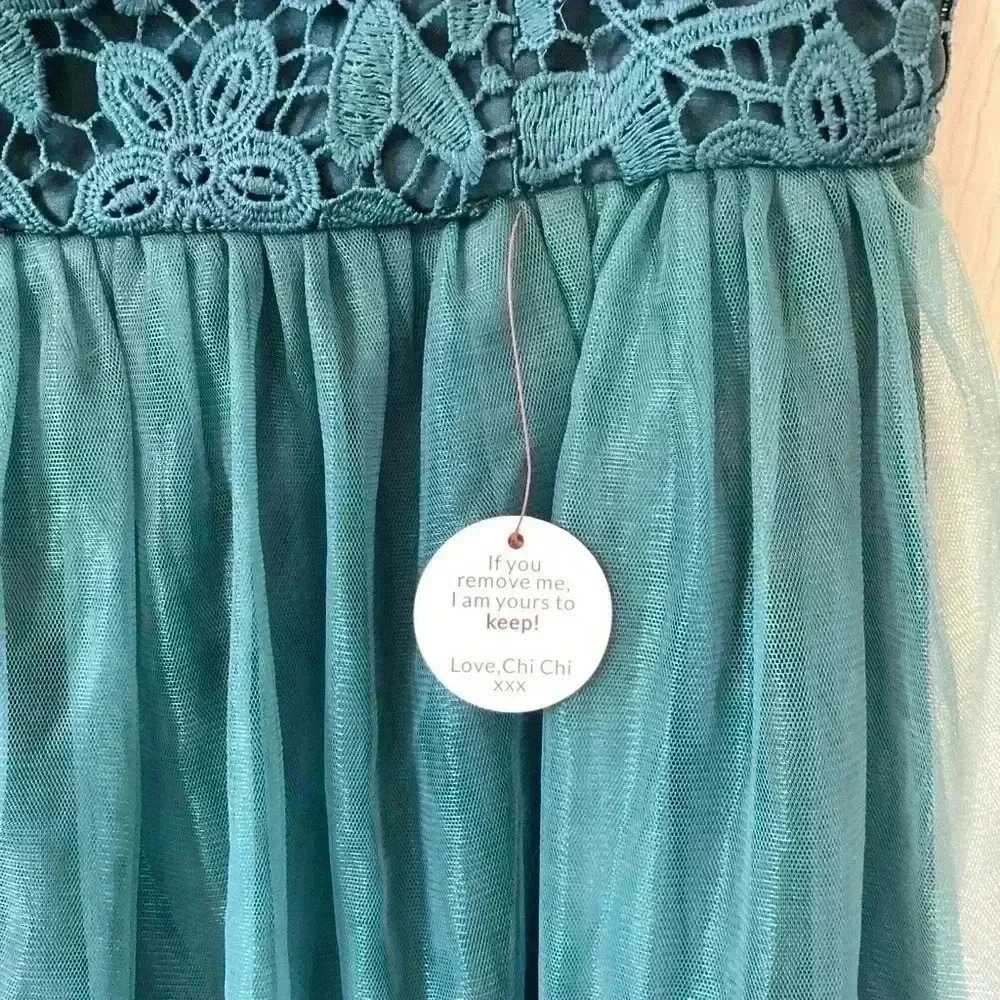 Ch Chi London NWT Green Crochet Lace Tulle Mini Dress Size UK6/US2 - Picture 9 of 15